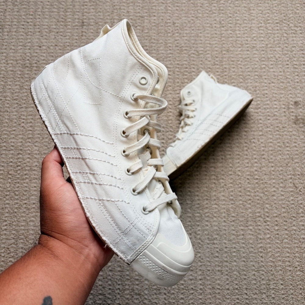 Adidas Y-3 Yohji Yamamoto Men 11 Nizza Distressed High Top White Canvas Sneakers